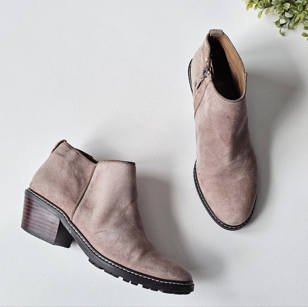 Sam Edelman Pryce Cashmere Suede Ankle Booties Size 6 Block Heel Western